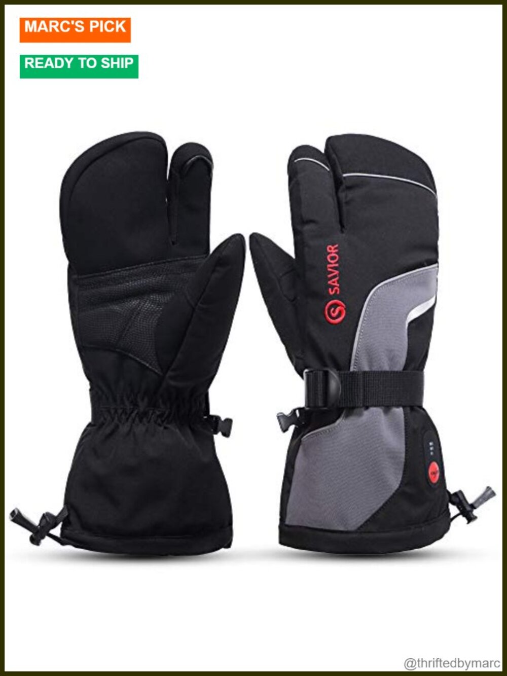 Heated Mittens 3-Finger Touchscreen Waterproof Ski Gloves